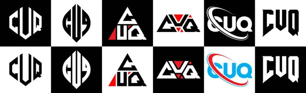 Diseño Del Logotipo Letra Cuq Seis Estilos Cuq Polígono Círculo — Archivo Imágenes Vectoriales