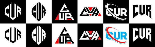 Logo Lettera Cur Design Sei Stile Poligono Cur Cerchio Triangolo — Vettoriale Stock