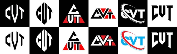 Diseño Del Logotipo Letra Cvt Seis Estilos Polígono Cvt Círculo — Archivo Imágenes Vectoriales