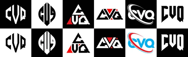 Cvq Logo Ontwerp Zes Stijl Cvq Polygon Cirkel Driehoek Zeshoek — Stockvector