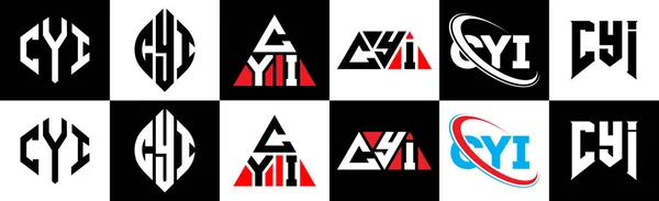 Cyi Brev Logotyp Design Sex Stil Cyi Polygon Cirkel Triangel — Stock vektor
