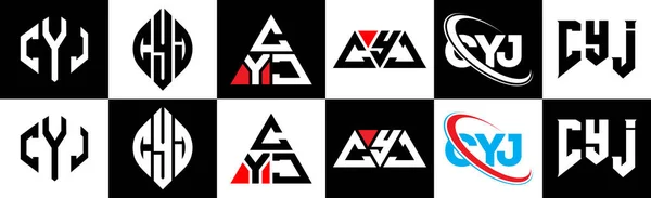 Cyj Lettera Logo Design Sei Stile Poligono Cyj Cerchio Triangolo — Vettoriale Stock