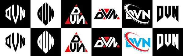 Diseño Del Logotipo Letra Dvn Seis Estilos Dvn Polígono Círculo — Archivo Imágenes Vectoriales