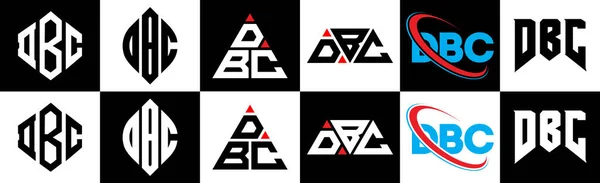Dbc Harf Logosu Tasarımı Altı Stilde Dbc Çokgeni Çember Üçgen — Stok Vektör