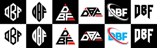 Дизайн Логотипа Dbf Шести Стилях Многоугольник Круг Треугольник Шестиугольник Плоский — стоковый вектор