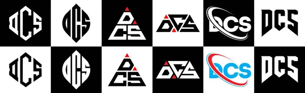 Diseño Del Logotipo Letra Dcs Seis Estilos Polígono Dcs Círculo — Archivo Imágenes Vectoriales