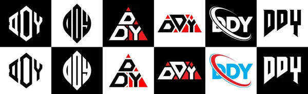 Σχεδιασμός Λογότυπου Ddy Έξι Στυλ Ddy Πολύγωνο Κύκλος Τρίγωνο Εξάγωνο — Διανυσματικό Αρχείο