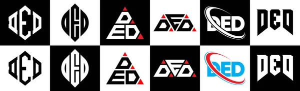 Diseño Del Logotipo Letra Ded Seis Estilos Polígono Ded Círculo — Archivo Imágenes Vectoriales