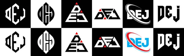 Dej Carta Logotipo Design Seis Estilo Dej Polígono Círculo Triângulo —  Vetores de Stock