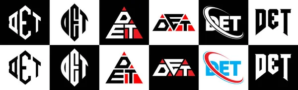 Diseño Del Logotipo Letra Det Seis Estilos Polígono Det Círculo — Archivo Imágenes Vectoriales
