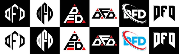 Σχεδιασμός Λογότυπου Επιστολής Dfd Έξι Στυλ Dfd Πολύγωνο Κύκλος Τρίγωνο — Διανυσματικό Αρχείο