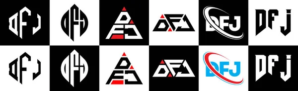 Logo Dfj Lettera Design Sei Stile Poligono Dfj Cerchio Triangolo — Vettoriale Stock