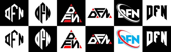 Projekt Logo Litery Dfn Sześciu Stylu Dfn Polygon Okrąg Trójkąt — Wektor stockowy
