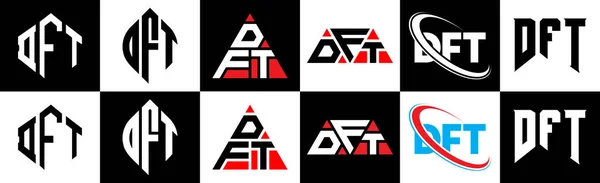 Dft 디자인은 스타일로 Dft 폴리곤 삼각형 육각형 하나의 아트보드에 흑백의 — 스톡 벡터