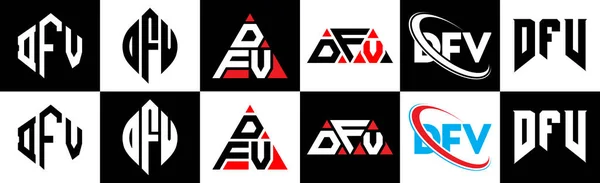 Dfv Letter Logo Design Six Style Dfv Polygon Circle Triangle — Stock Vector