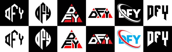 Dfy Bokstav Logotyp Design Sex Stil Dfy Polygon Cirkel Triangel — Stock vektor