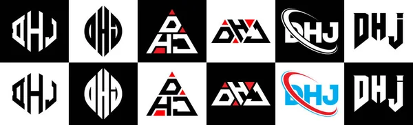 Dhj Lettera Logo Design Sei Stile Poligono Dhj Cerchio Triangolo — Vettoriale Stock