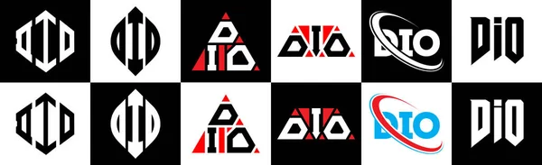 Dio Letter Logo Design Sechs Stilen Dio Polygon Kreis Dreieck — Stockvektor