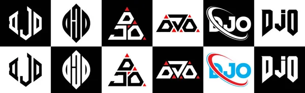 Djo Letter Logo Design Six Style Djo Polygon Circle Triangle — Stock Vector