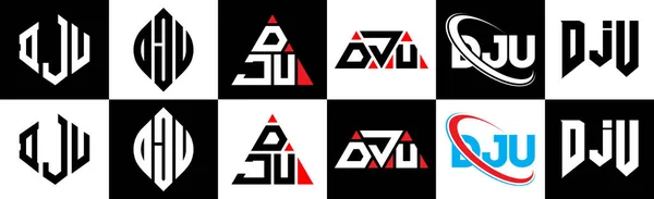 Design Del Logo Della Lettera Dju Sei Stili Poligono Dju — Vettoriale Stock