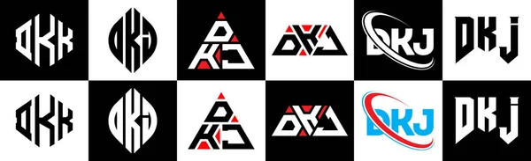 Dkj Lettera Logo Design Sei Stile Poligono Dkj Cerchio Triangolo — Vettoriale Stock