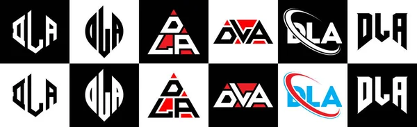 Dla Design Logotipo Carta Seis Estilo Dla Polígono Círculo Triângulo —  Vetores de Stock