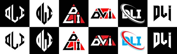 Diseño Del Logotipo Letra Dli Seis Estilos Polígono Dli Círculo — Vector de stock