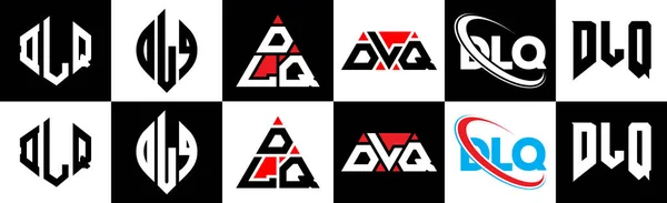 Dlq Harfli Logo Tasarımı Altı Stili Dlq Çokgeni Çember Üçgen — Stok Vektör