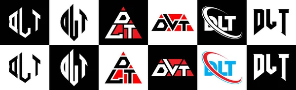 Dlt Buchstabe Logo Design Sechs Stil Dlt Polygon Kreis Dreieck — Stockvektor