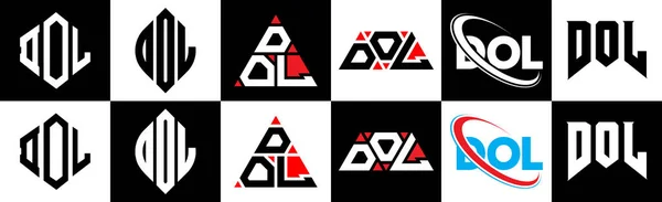 Diseño Del Logotipo Letra Dol Seis Estilos Dol Polígono Círculo — Archivo Imágenes Vectoriales