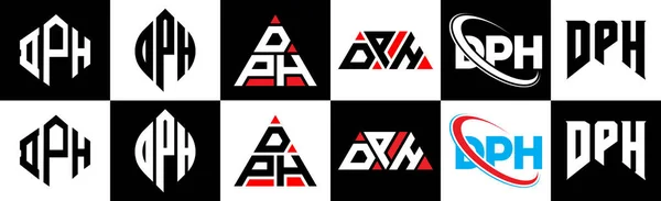 Dph Bokstav Logotyp Design Sex Stil Dph Polygon Cirkel Triangel — Stock vektor