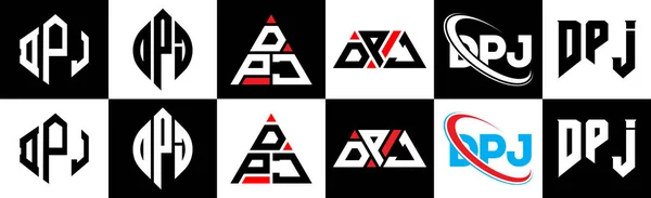 Dpj Letter Logo Design Six Style Dpj Polygon Circle Triangle — Stock Vector