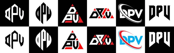 Projekt Logo Litery Dpv Sześciu Stylu Dpv Polygon Okrąg Trójkąt — Wektor stockowy
