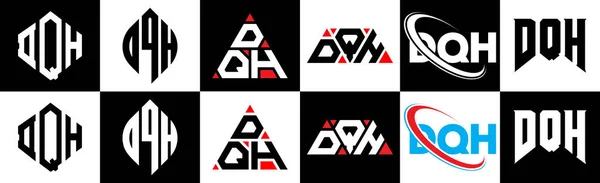 Diseño Del Logotipo Letra Dqh Seis Estilos Polígono Dqh Círculo — Archivo Imágenes Vectoriales