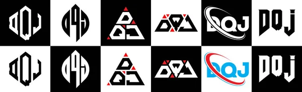 Design Del Logo Della Lettera Dqj Sei Stili Poligono Dqj — Vettoriale Stock