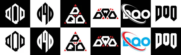 Desain Logo Huruf Dqo Dalam Enam Gaya Poligon Dqo Lingkaran - Stok Vektor