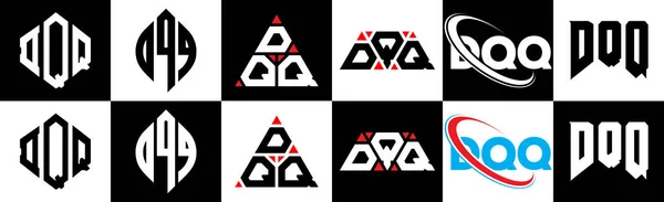 Design Del Logo Della Lettera Dqq Sei Stili Poligono Dqq — Vettoriale Stock