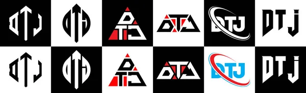 Logo Dtj Lettera Design Sei Stile Poligono Dtj Cerchio Triangolo — Vettoriale Stock