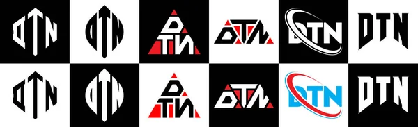 Projekt Logo Litery Dtn Sześciu Stylu Dtn Polygon Okrąg Trójkąt — Wektor stockowy