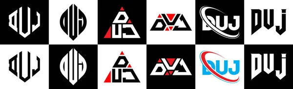 Design Del Logo Della Lettera Duj Sei Stili Poligono Duj — Vettoriale Stock