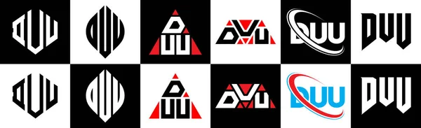 Diseño Del Logotipo Letra Duu Seis Estilos Polígono Duu Círculo — Archivo Imágenes Vectoriales