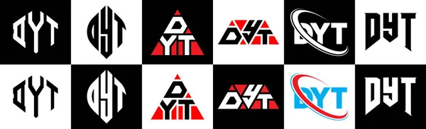Projekt Logo Litery Dyt Sześciu Stylu Dyt Polygon Okrąg Trójkąt — Wektor stockowy