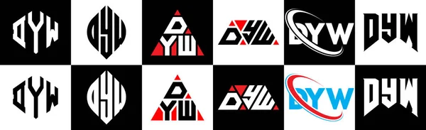 Design Del Logo Della Lettera Dyw Sei Stili Poligono Dyw — Vettoriale Stock