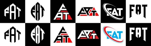 Fat Lettre Logo Design Dans Six Style Polygone Fat Cercle — Image vectorielle