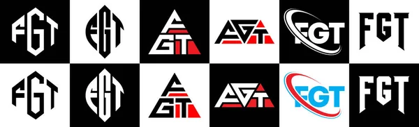 Fgt Lettre Logo Design Dans Six Style Polygone Fgt Cercle — Image vectorielle