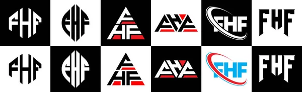 Fhf Lettre Logo Design Dans Six Style Polygone Fhf Cercle — Image vectorielle