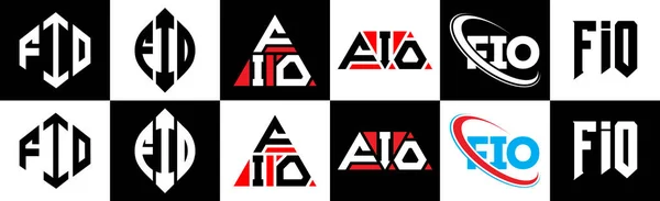 Diseño Del Logotipo Carta Fio Seis Estilos Fio Polígono Círculo — Vector de stock