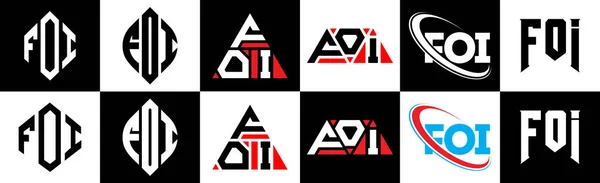 Diseño Del Logotipo Letra Foi Seis Estilos Polígono Foi Círculo — Vector de stock