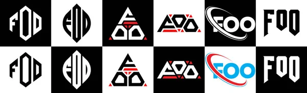 Diseño Del Logotipo Letra Foo Seis Estilos Foo Polígono Círculo — Archivo Imágenes Vectoriales