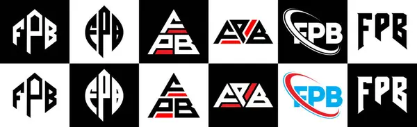 Projekt Logo Litery Fpb Sześciu Stylach Fpb Polygon Okrąg Trójkąt — Wektor stockowy